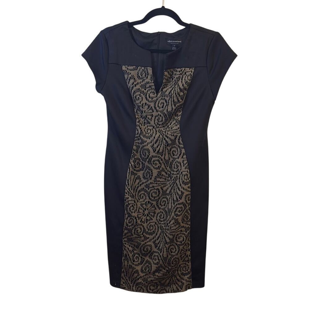 Connected Apparel Size 6 Black and Gold Women's Dress